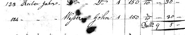 John Wisser tax 1798