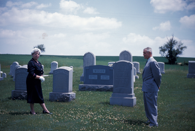 James and Buela Wisser at the family grave site.