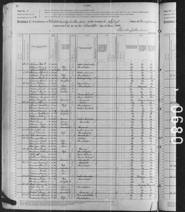 Jacob Wisser 1880 census